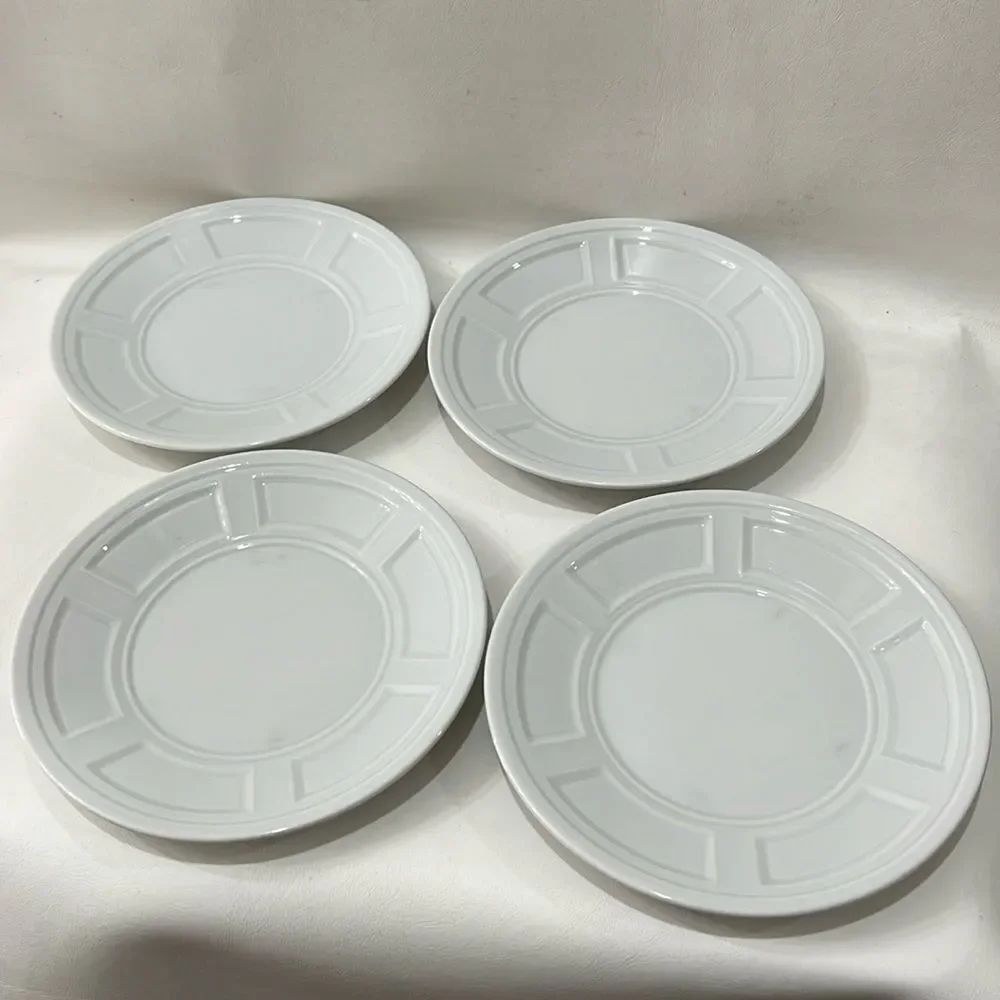 France White Porcelain 6 1/2 In Bread & Butter Plates Saucers Dessert Set Of 4